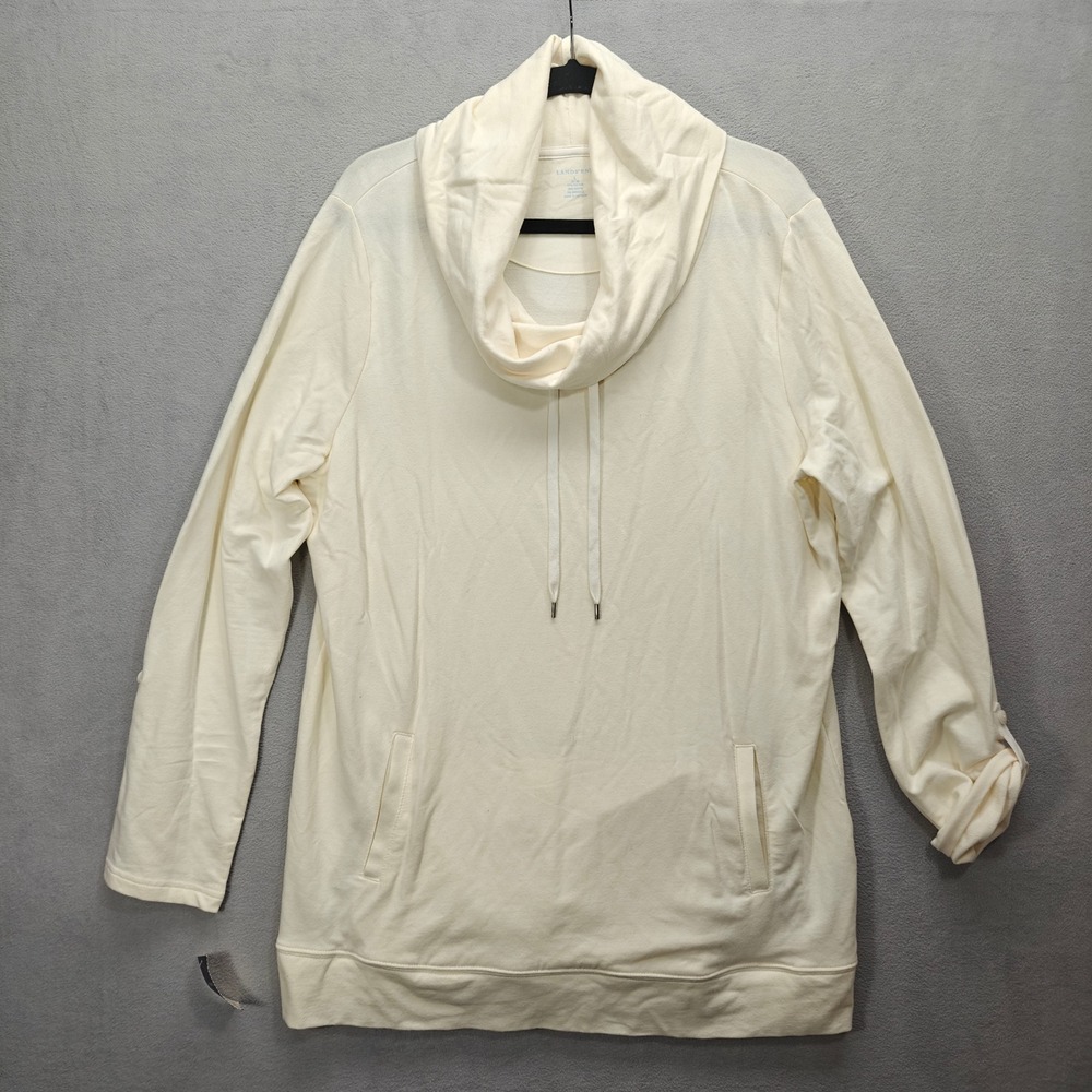 Lands End Oversized Cowl Neck Top Women Large Minimalist Layering Preppy Slouchy